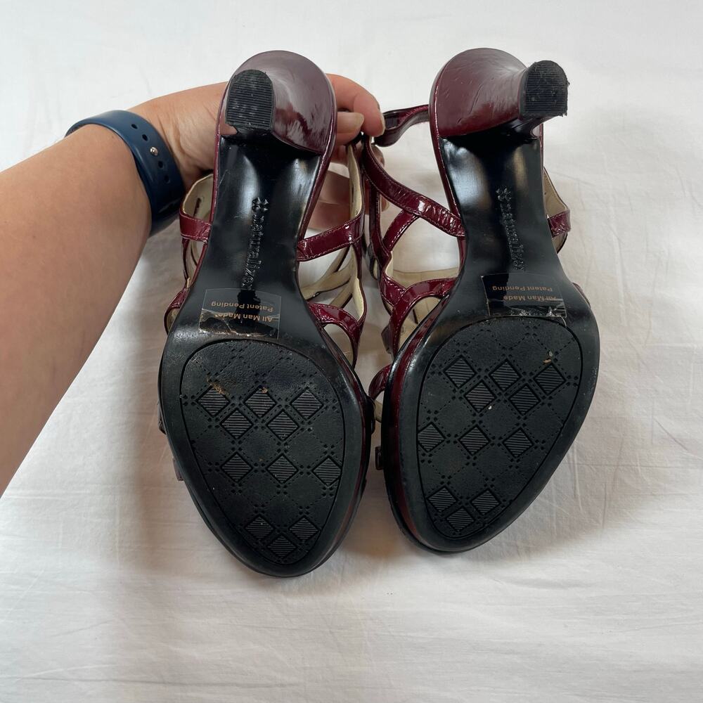 Naturalizer Danya Wine Patent Strappy Platform Sandals Heels Women's Size 7W - Picture 6 of 8